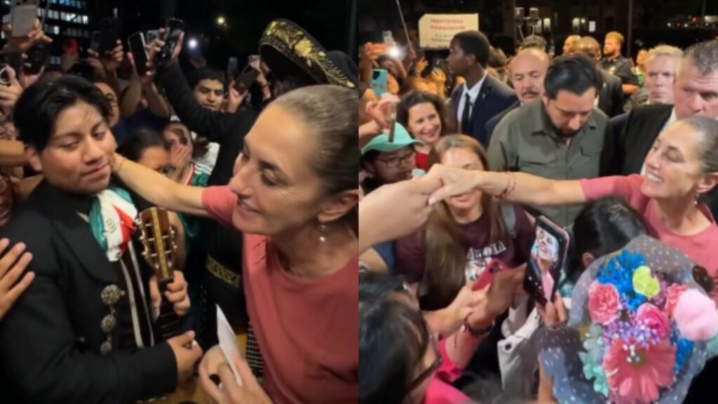 Claudia Sheinbaum llega a Nueva York y es recibida por mexicanos con flores y aplausos previo a la Final del Mundial 2026