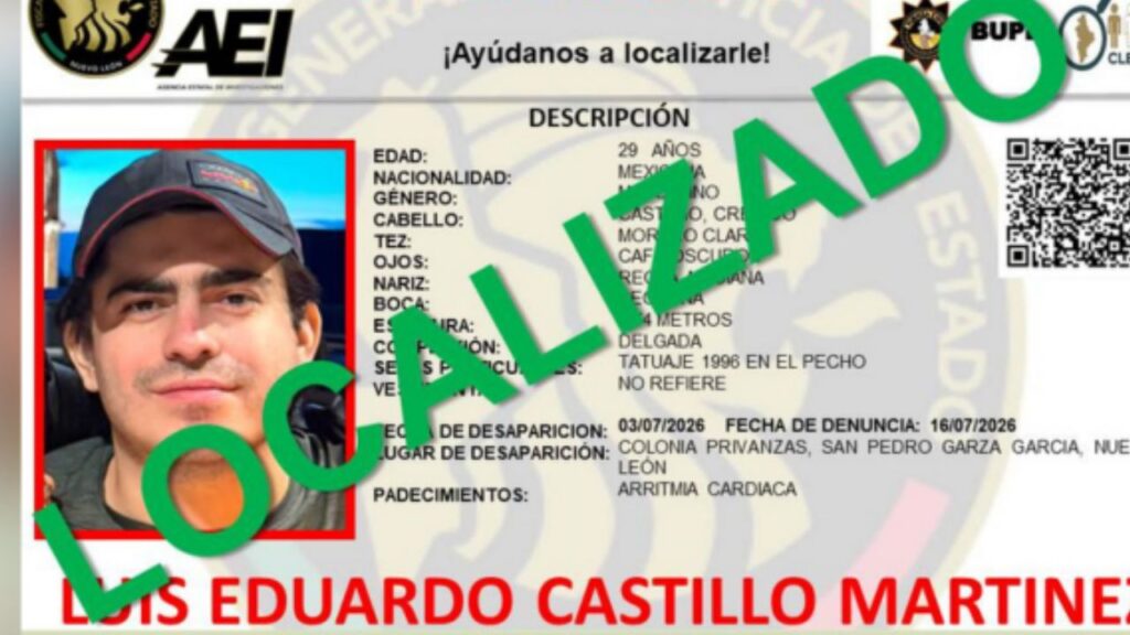 Joven de 29 años localizado con vida en anexo de Guadalupe tras ser reportado desaparecido en San Pedro Garza García