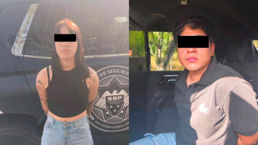 Patrulla de la Secretaría de Seguridad Pública de San Pedro Garza García durante operativo de detención