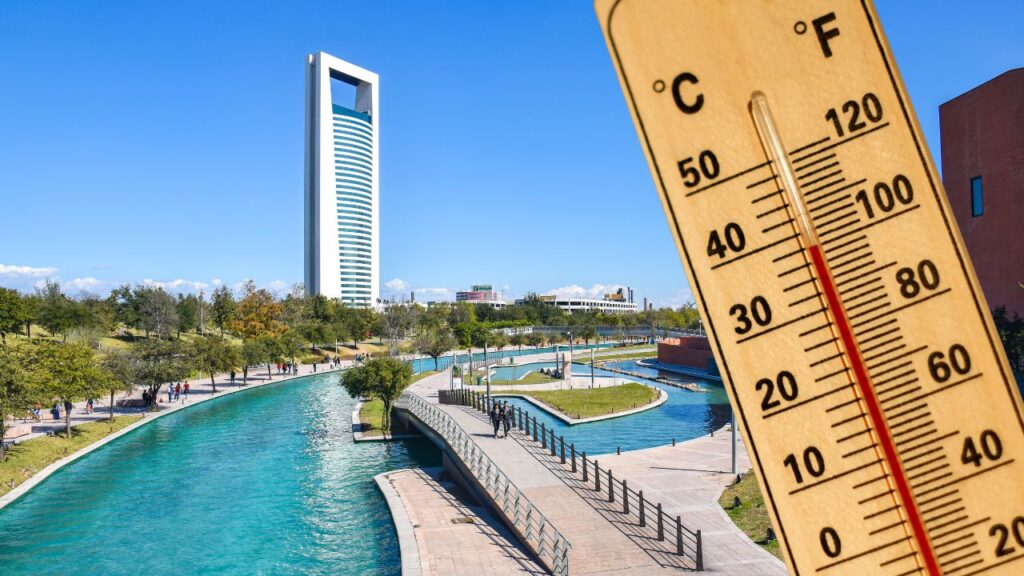 Clima Monterrey hoy 21 de julio: calor de 39°C por canícula Cielo despejado y sol intenso sobre la zona metropolitana de Monterrey durante la canícula de julio 2026