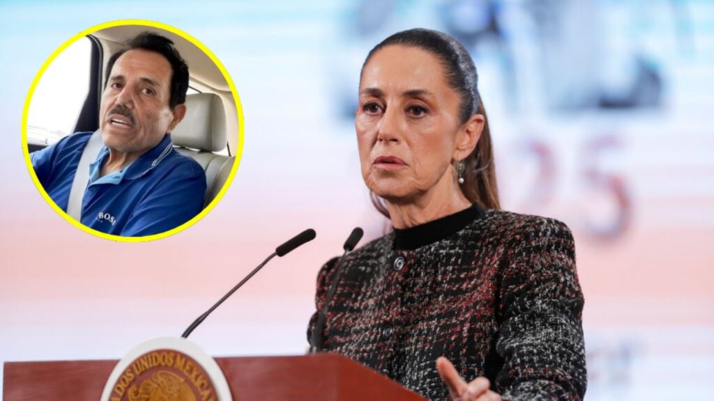 Sheinbaum pide a FGR evaluar reclamo de bienes de ‘El Mayo’ Presidenta Claudia Sheinbaum durante conferencia matutina en Palacio Nacional hablando sobre el caso de El Mayo Zambada