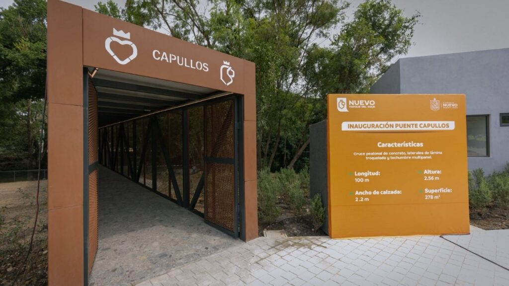 Puente Capullos conecta Distrito Infantil con Parque del Agua en NL Puente Capullos que conecta el Distrito Infantil con el Parque del Agua en Guadalupe, Nuevo León, como parte del legado del Mundial 2026