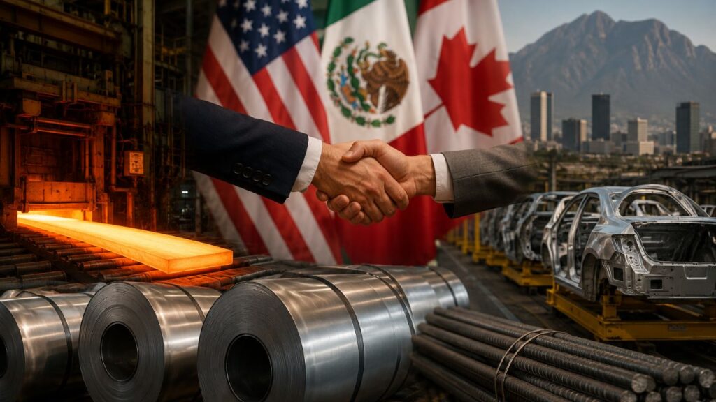 T-MEC: Acero queda pendiente hasta 2027 mientras Nuevo León invierte Reunión de negociación del T-MEC entre representantes de México y Estados Unidos sobre reglas de origen del acero