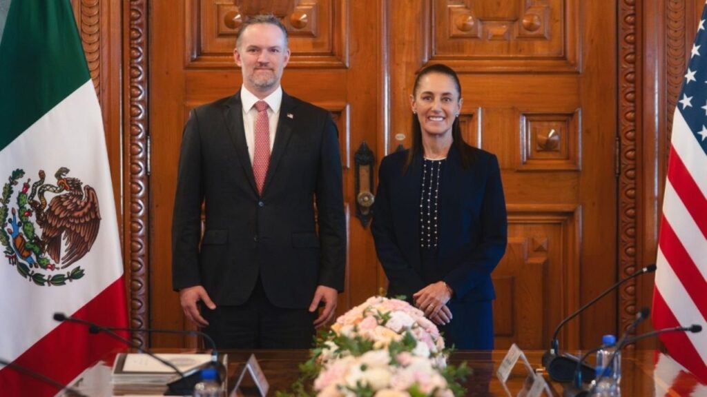 Reunión entre la presidenta Claudia Sheinbaum y el representante comercial de Estados Unidos Jamieson Greer en Palacio Nacional para revisar avances del T-MEC