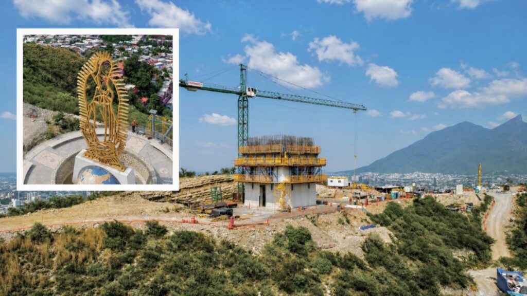 Construcción del Memorial de la Misericordia en el cerro de Loma Larga, Nuevo León, cruz más alta del mundo con 170 metros