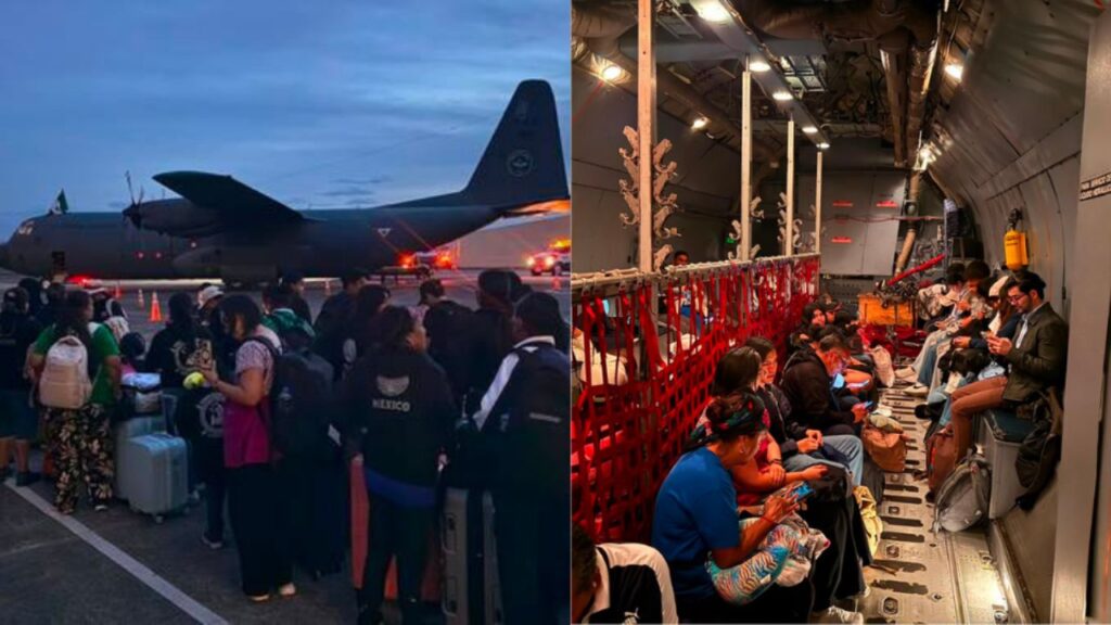 Avión militar C-130 Hércules de la Fuerza Aérea Mexicana utilizado para repatriación de mexicanos desde Colombia